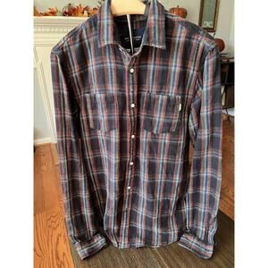 SCOTCH & SODA Men’s Shirt Medium M Relaxed Fit Cool As a Cucumber Plaid Shirt